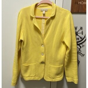 Banana Republic Women's Moon Yellow Button Sweater Blazer Large W/Pockets